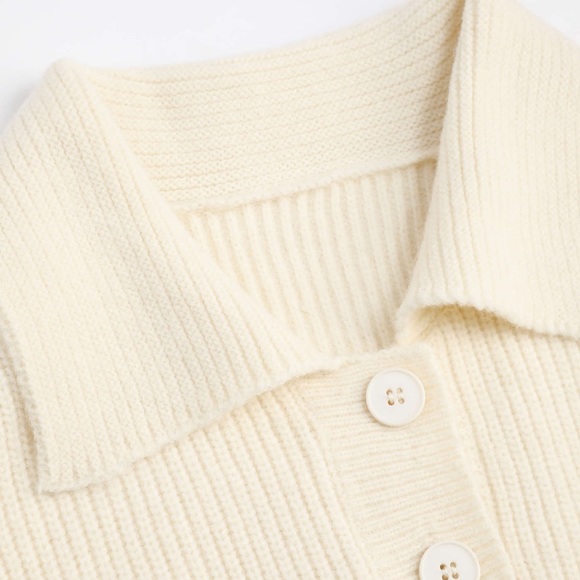 NWT Cider Solid Polo Button Up Rib Sweater, M - Picture 3 of 6